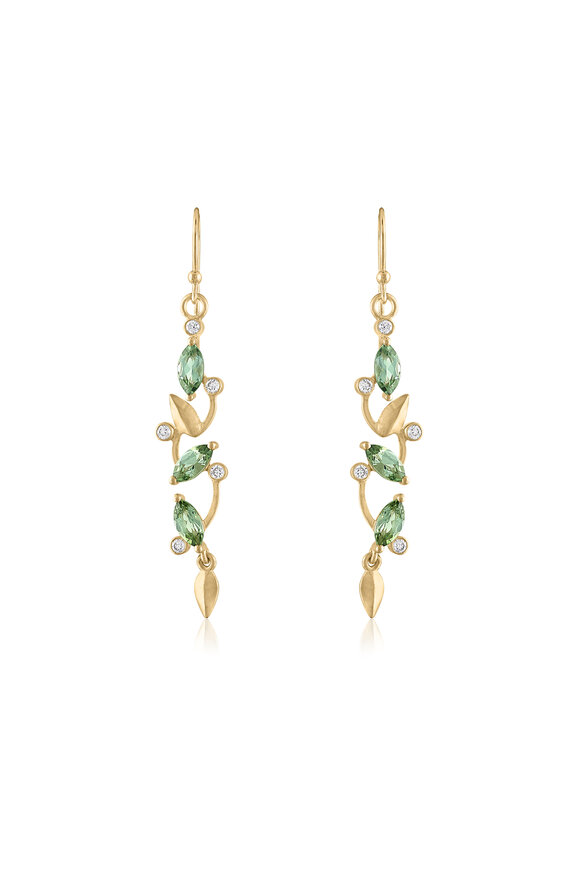 Loriann Florafall Green Tourmaline & Diamond Earrings