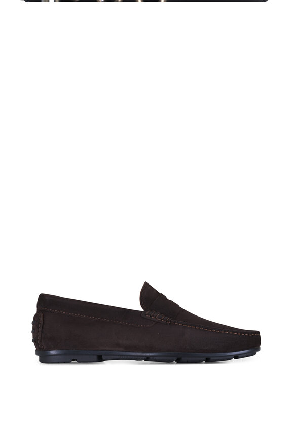 Aquatalia Enzo Dark Brown Suede Loafer - view 2