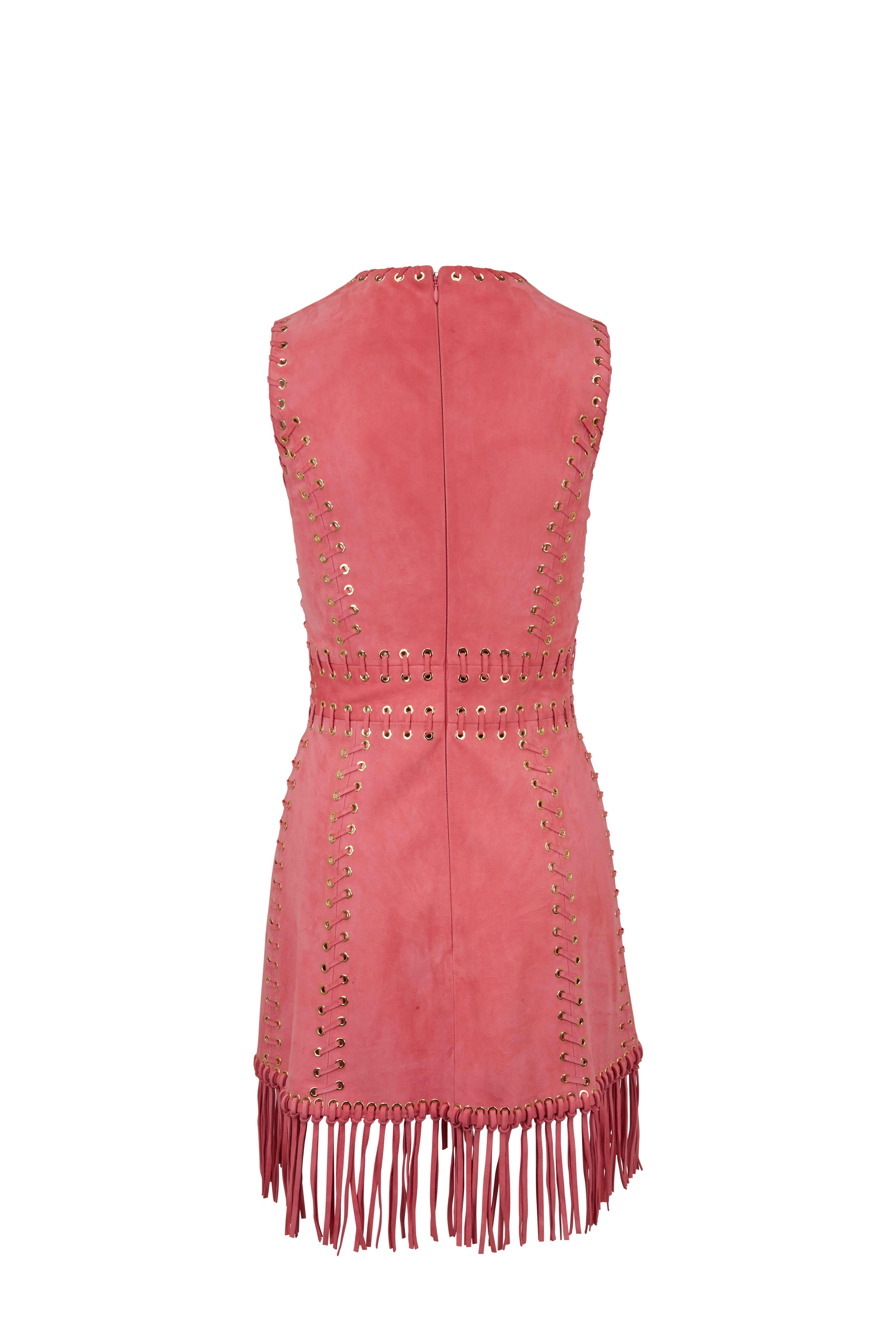 Michael Kors Collection - Flamingo Pink Suede Fringe Dress