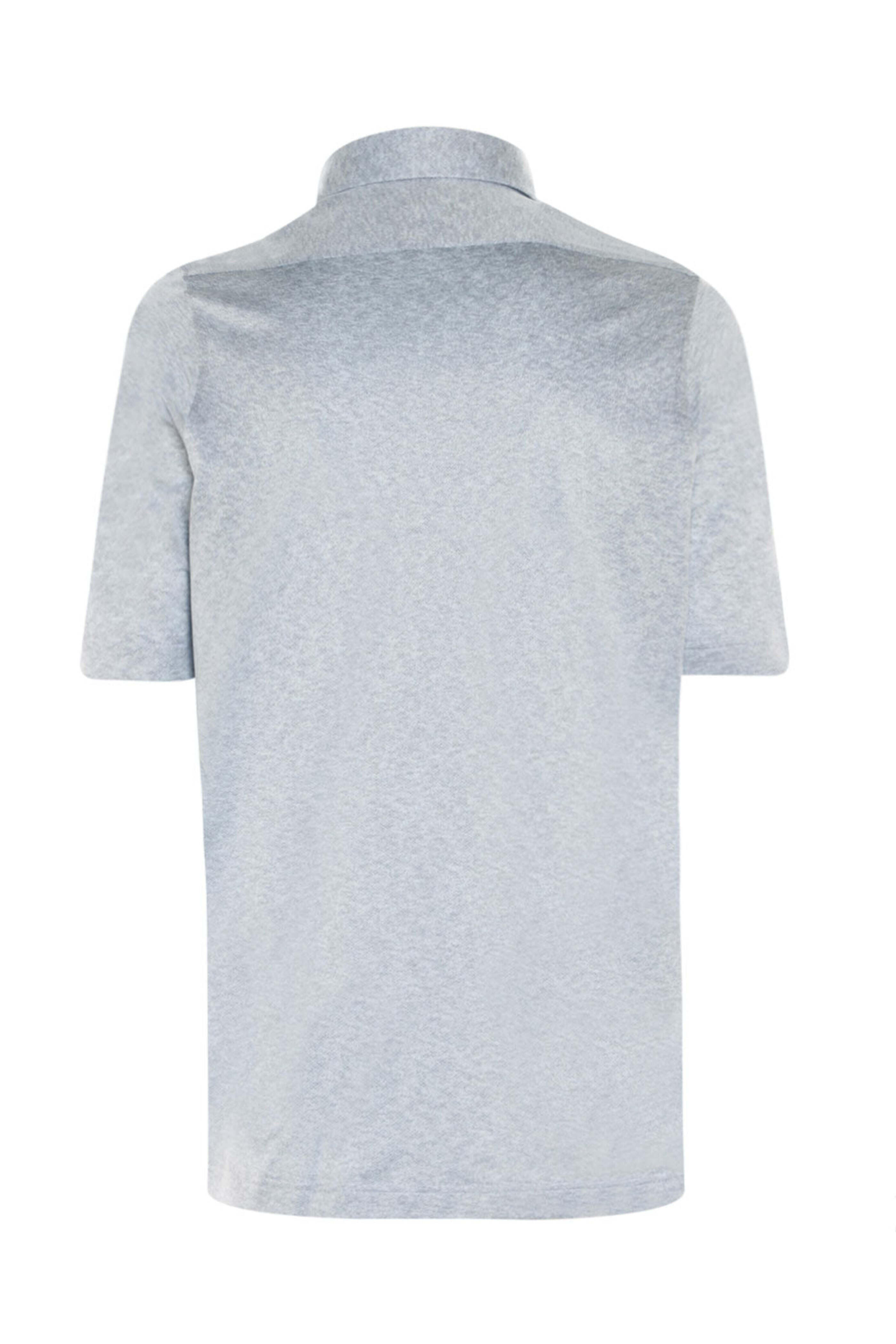Fray - Light Blue Feathered Cotton Knit Short Sleeve Polo