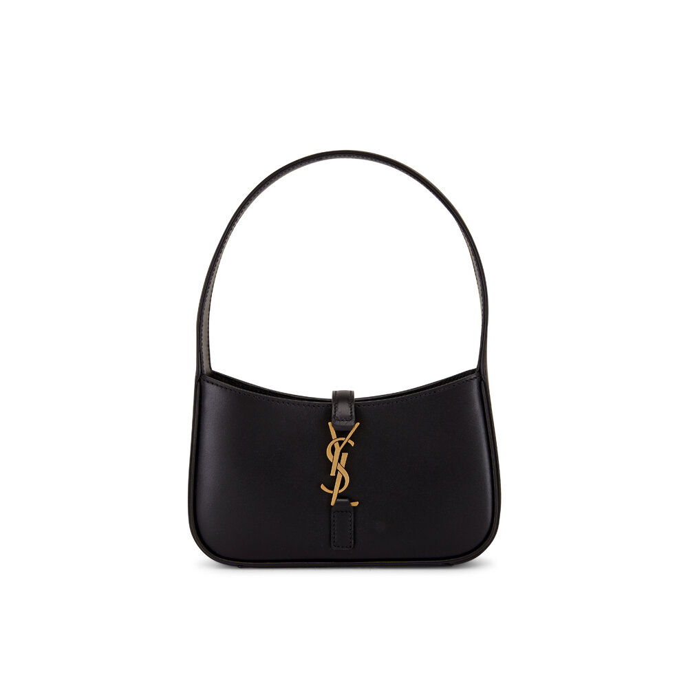 Saint Laurent - Black Smooth Leather Micro Hobo Shoulder Bag