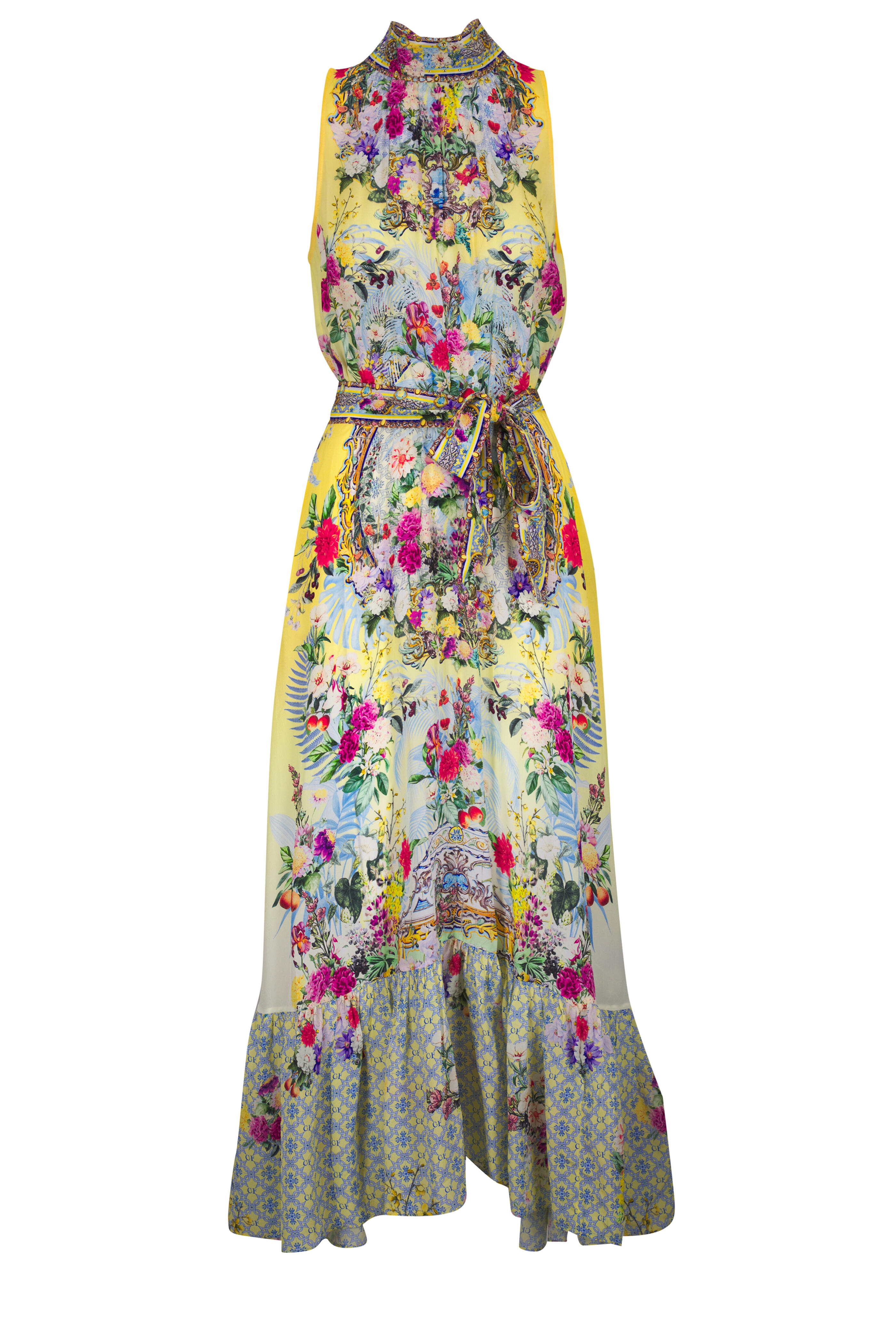 Camilla - Flor Fantástica Tie Neck Maxi Dress