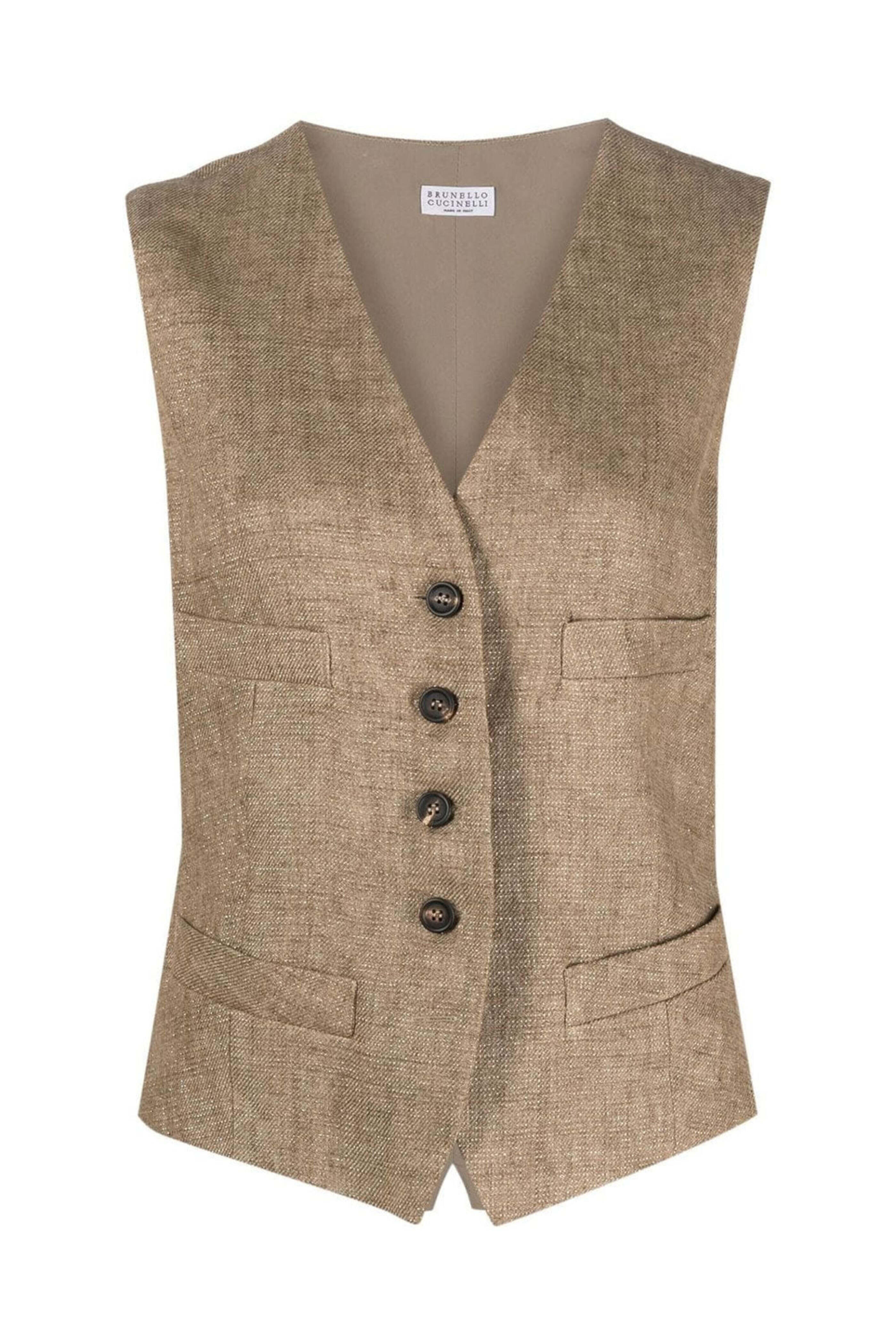 Brunello Cucinelli - Camel and Loro Sparkling Linen Vest