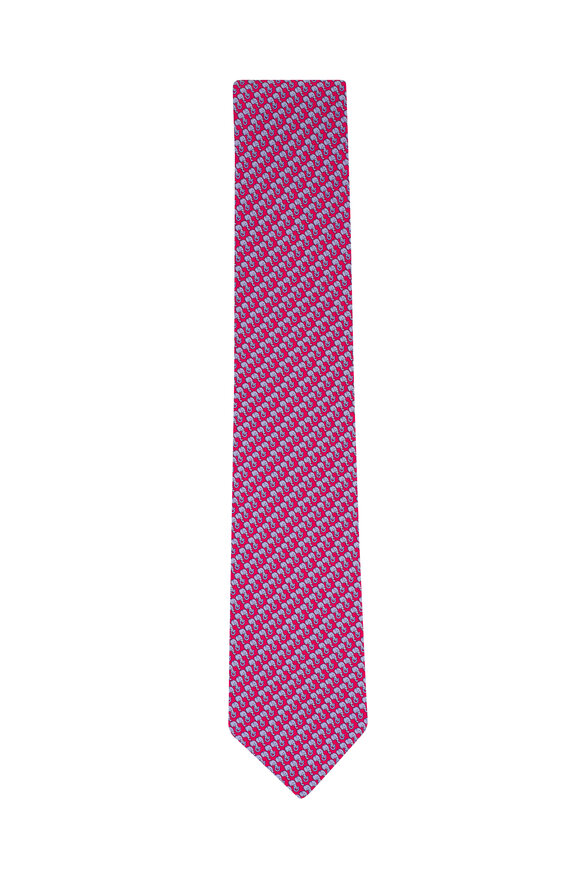 Ferragamo - Purple Hummingbird Print Silk Necktie