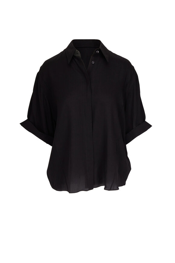 Brunello Cucinelli - Black Silk Oversize Button Down Blouse