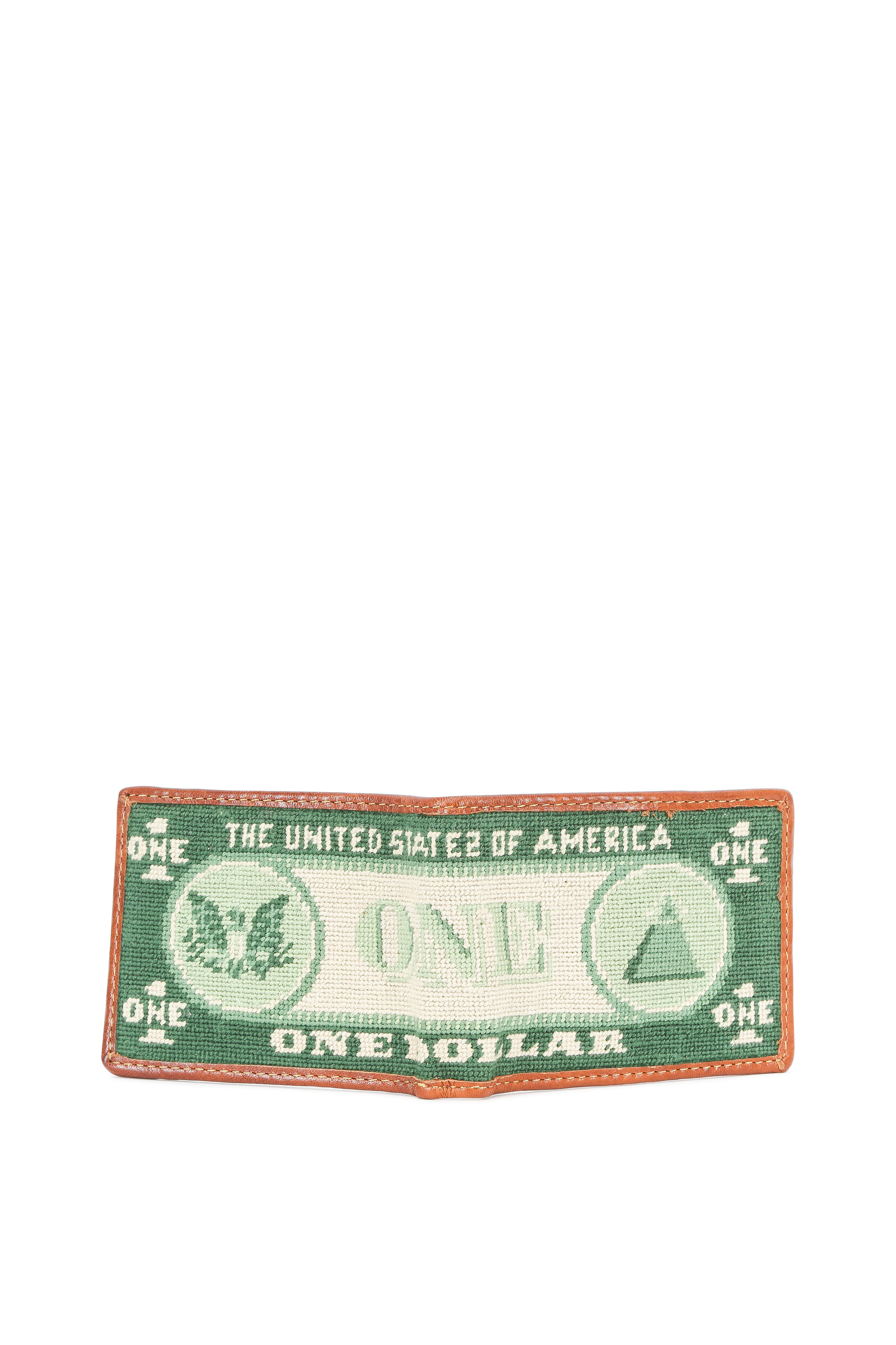 Smathers & Branson - Green Dollar Bill Needlepoint Bi-Fold Wallet