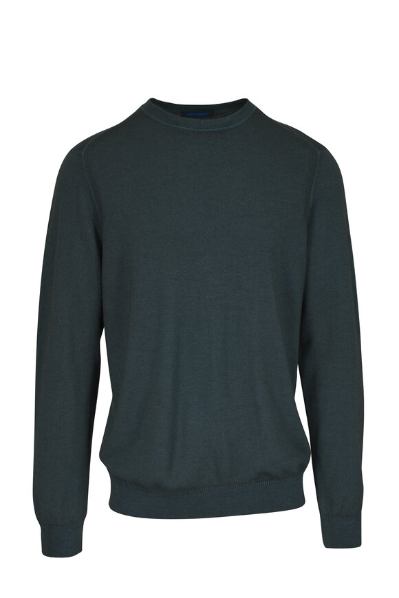 Patrick Assaraf Green Wool Crewneck Sweater