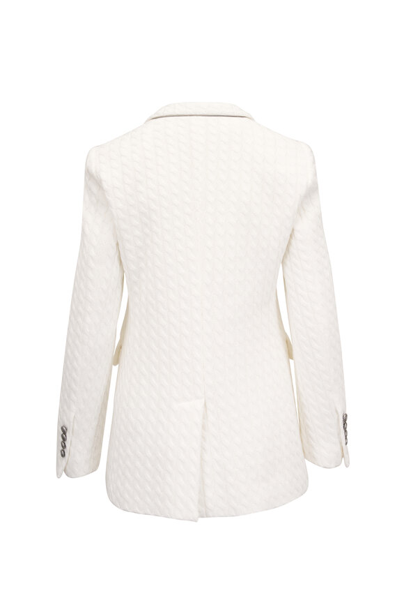 Brunello Cucinelli Ivory Cable Knit Cotton Blazer - view 3