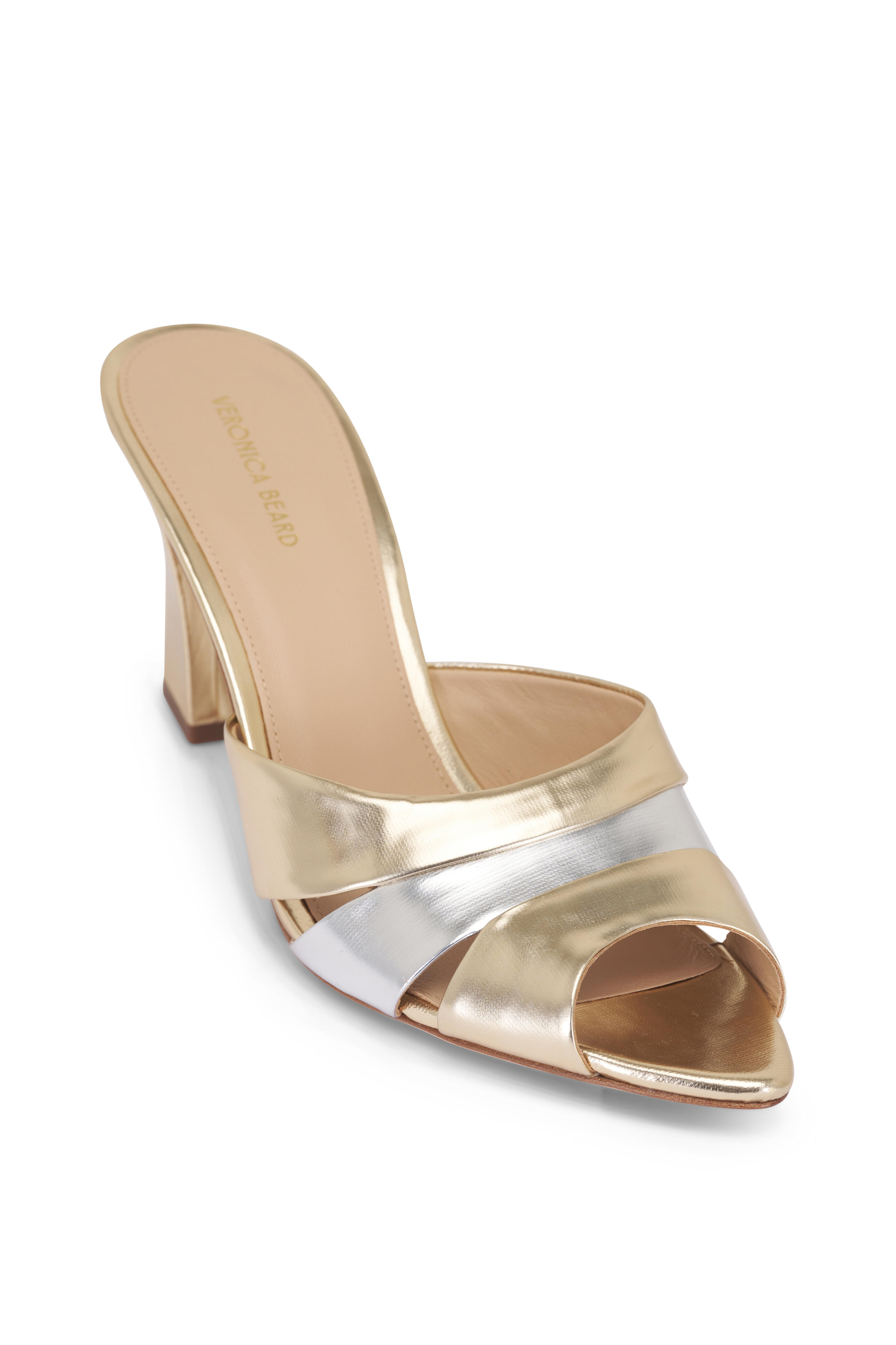 Veronica Beard - Cassiel Gold & Silver Metallic Slide Sandal, 75mm