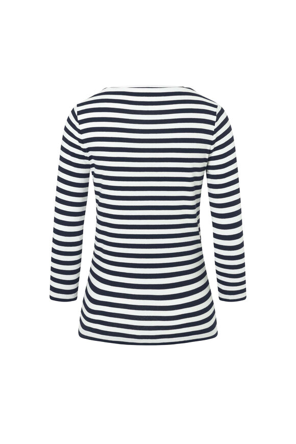 Bogner - Louna Navy & White Stripe Ribbed Cotton T-Shirt