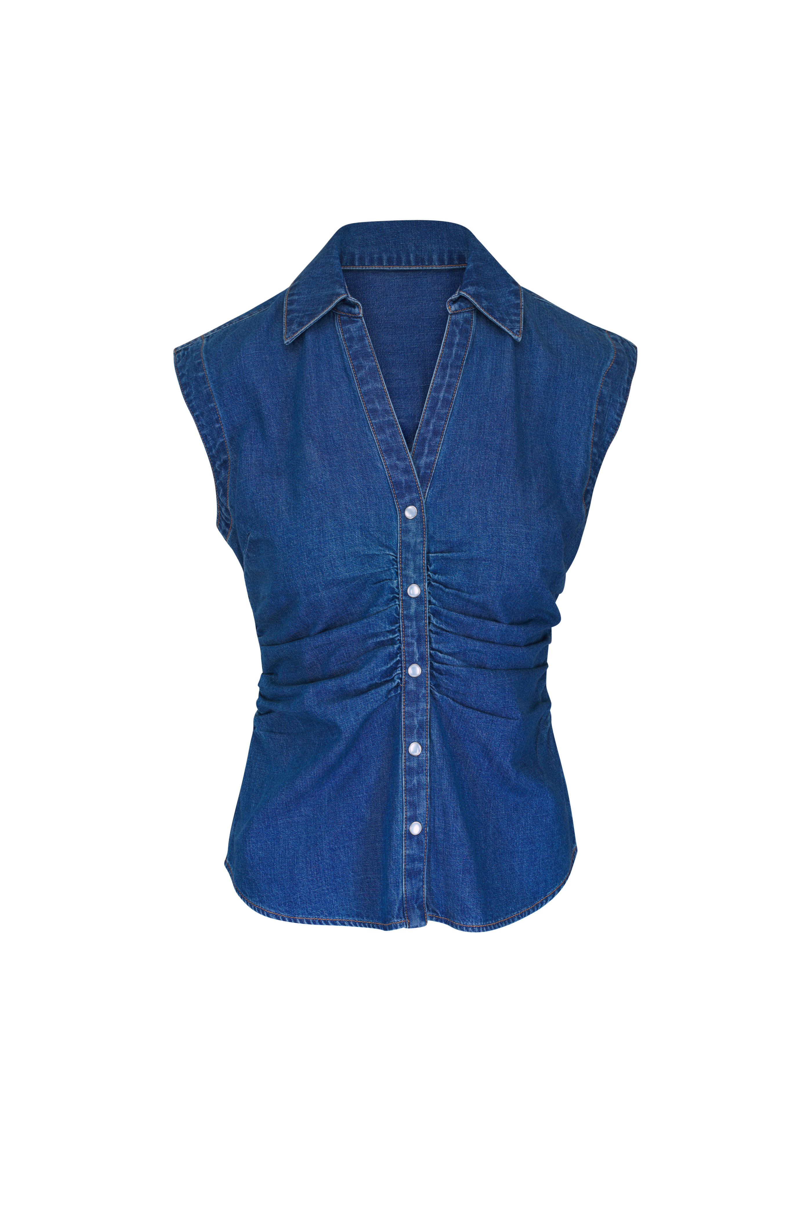 Veronica Beard - Sera Serendipity Denim Ruched Button-Up Shirt