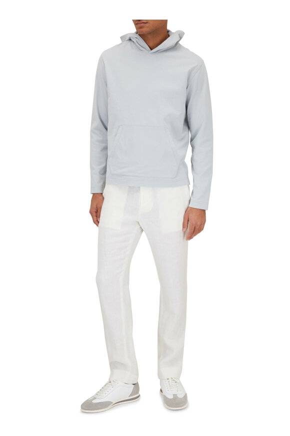 Vince - Arctic White Sueded Jersey Popover Hoodie