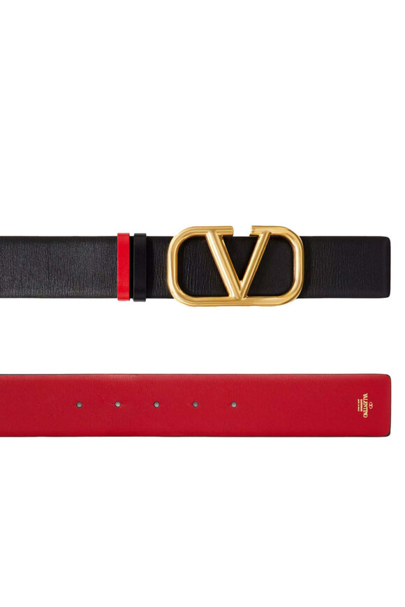 VALENTINO VLOGO リバーシブル ベルト 40MM Reversible Vlogo Signature Belt In Glossy Calfskin 40 Mm for