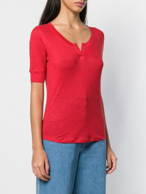 Majestic - Red Stretch Linen T-Shirt