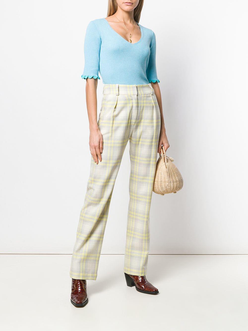 See by Chloé - Breezy Blue Ribbed V-Neck Sweater