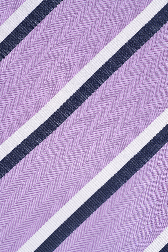 Canali - Lilac Stripe Silk Necktie