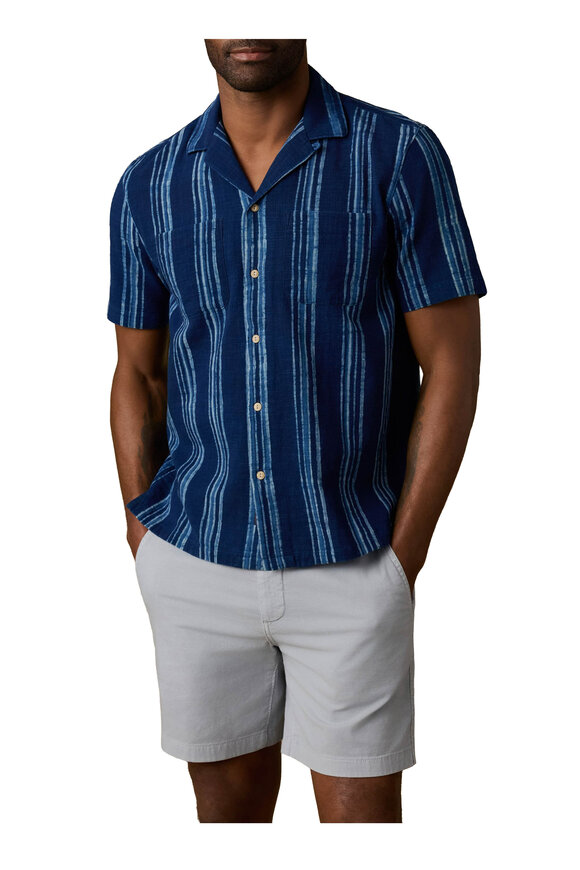 Faherty Brand Northern Blue Indigo Stripe Camp Shirt - view 2