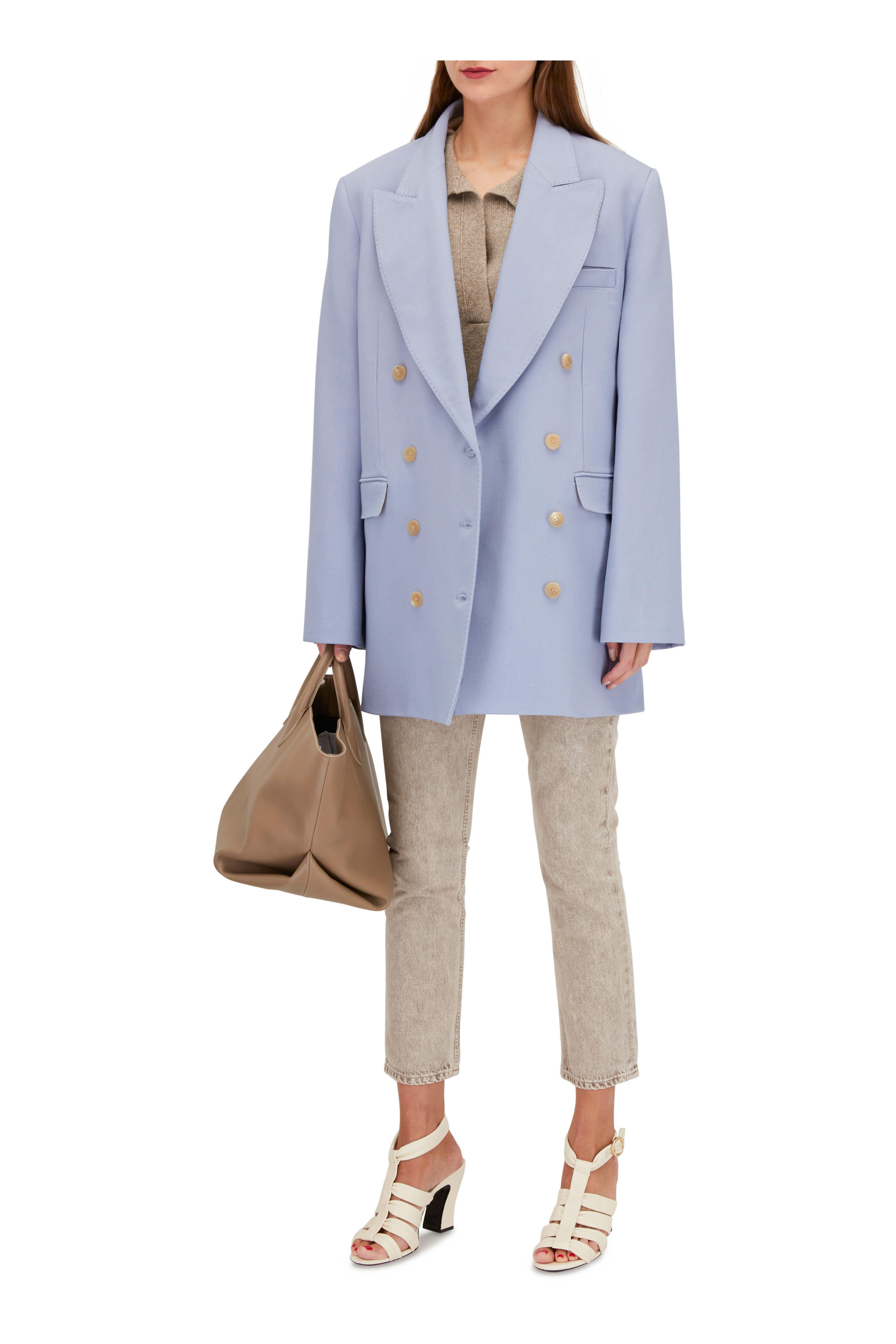 Khaite - Balton Periwinkle Double-Breasted Blazer