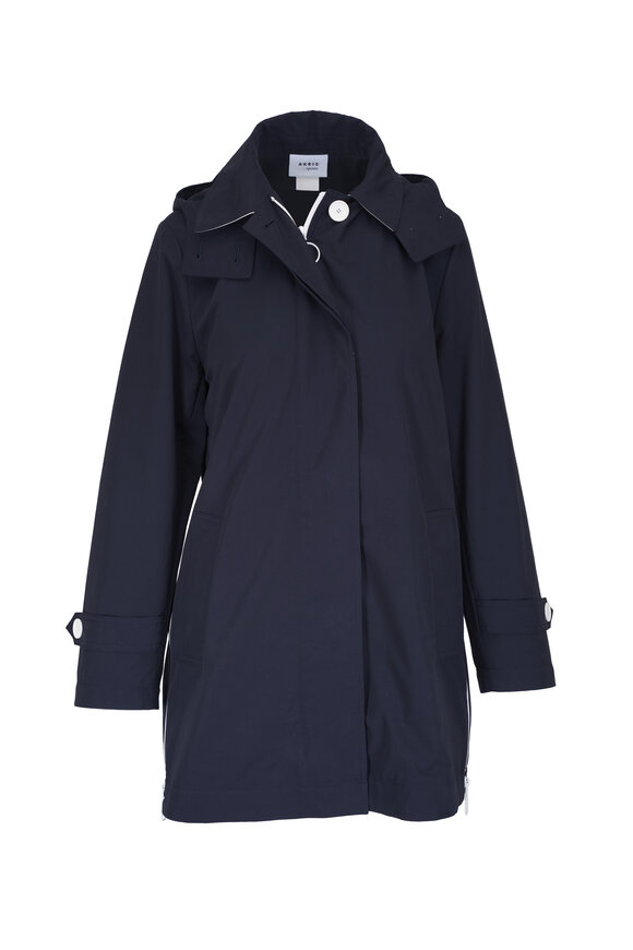 Akris Punto Navy Blue Water Repellent Fisherman Parka