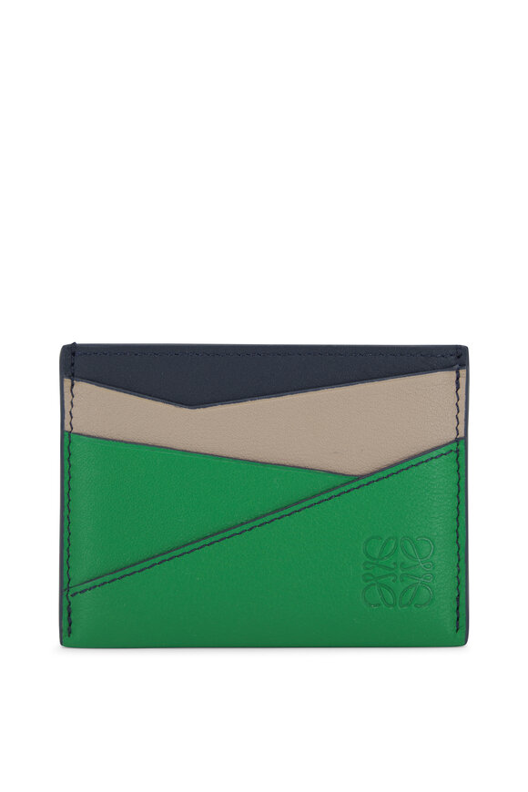 Loewe Puzzle Sand & Tropical Green Leather Cardholder