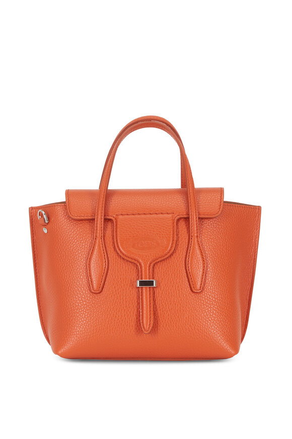 Tod's - New Joy Orange Pebbled Leather Mini Hobo Bag