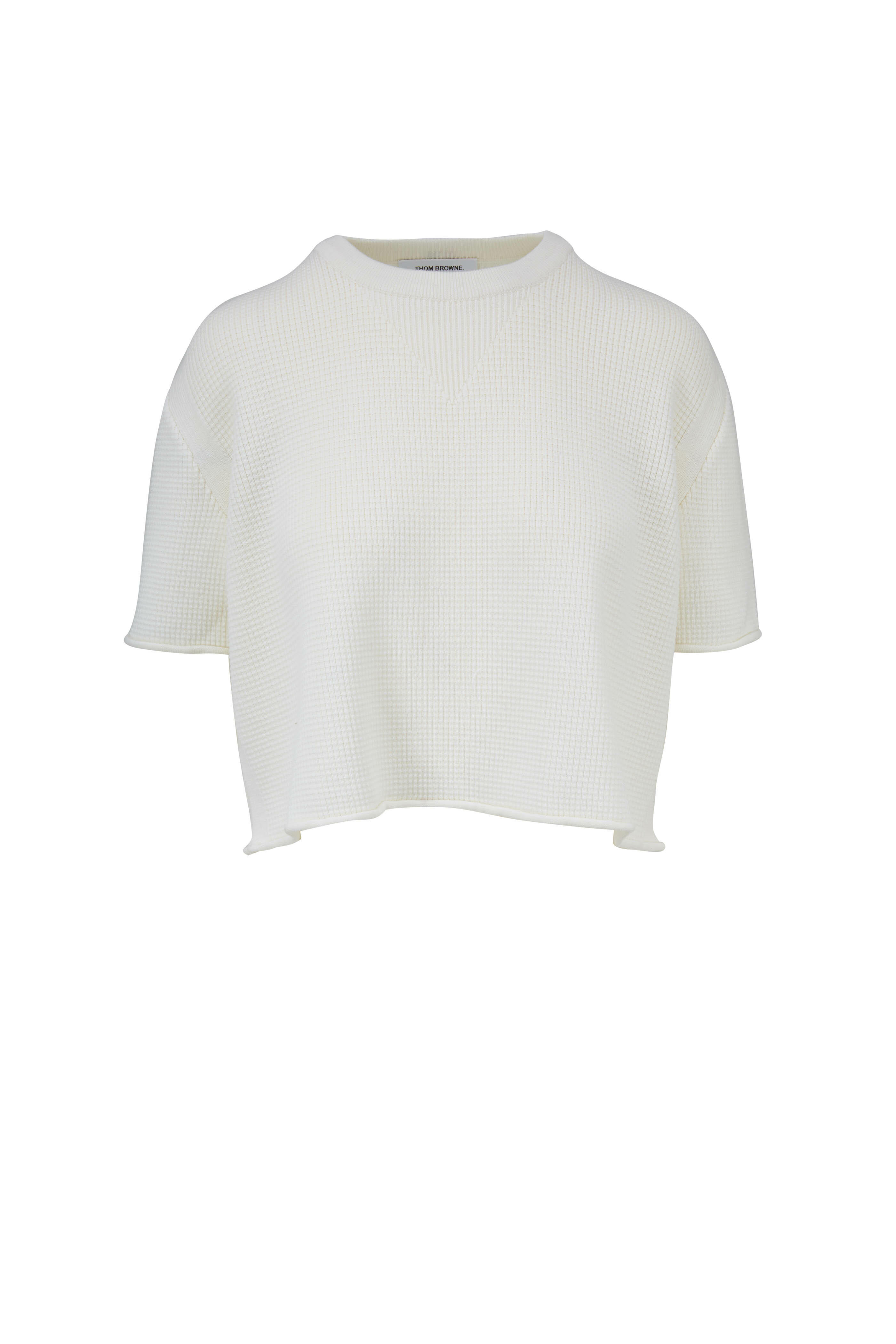Thom Browne - White Wool Boxy Crop Sweater