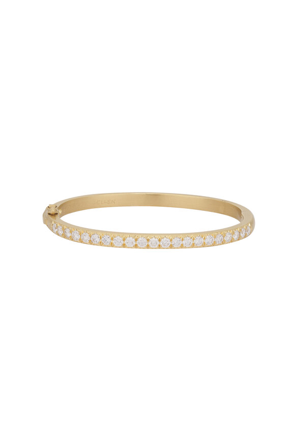 Caroline Ellen 18k Yellow Gold Diamond Single Row Pave Bangle