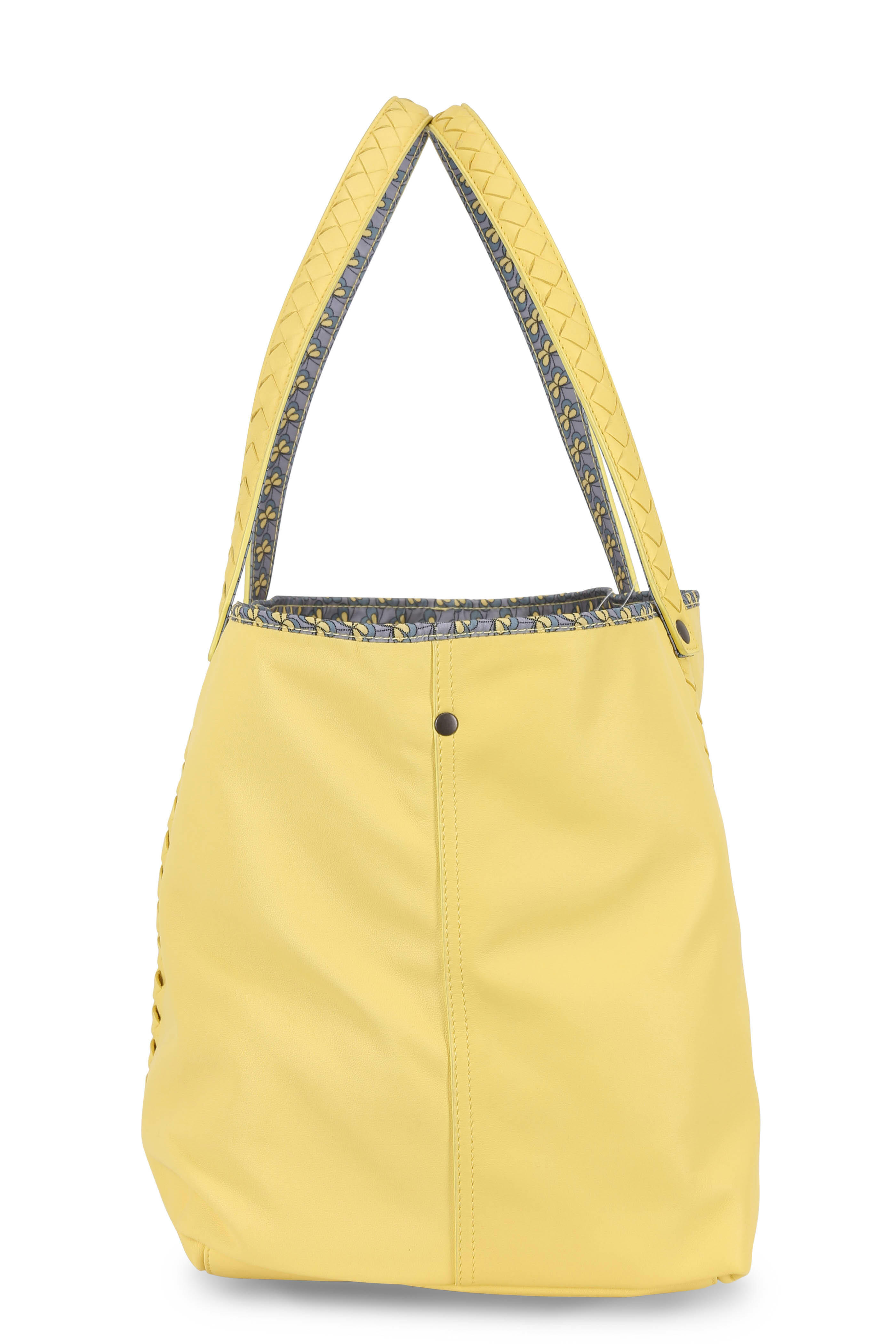 Bottega Veneta - Yellow Leather Contrast Printed Lined Large Tote