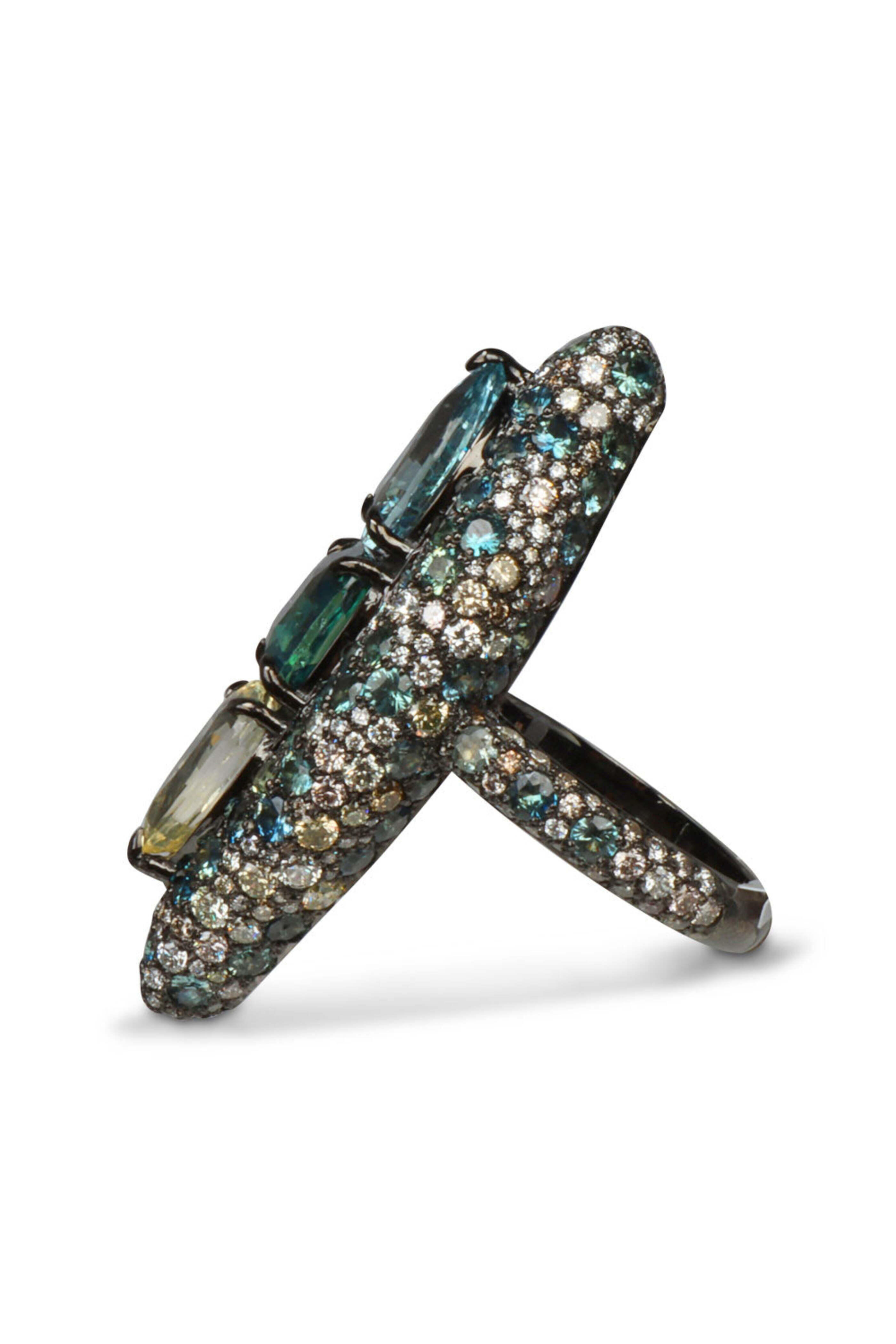 Jared Lehr - Sapphire and Diamond Cocktail Ring