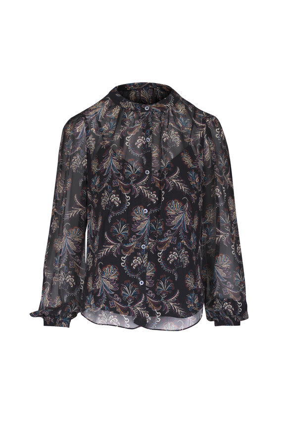 Veronica Beard Ashlynn Black Paisley Button Down Blouse - view 1