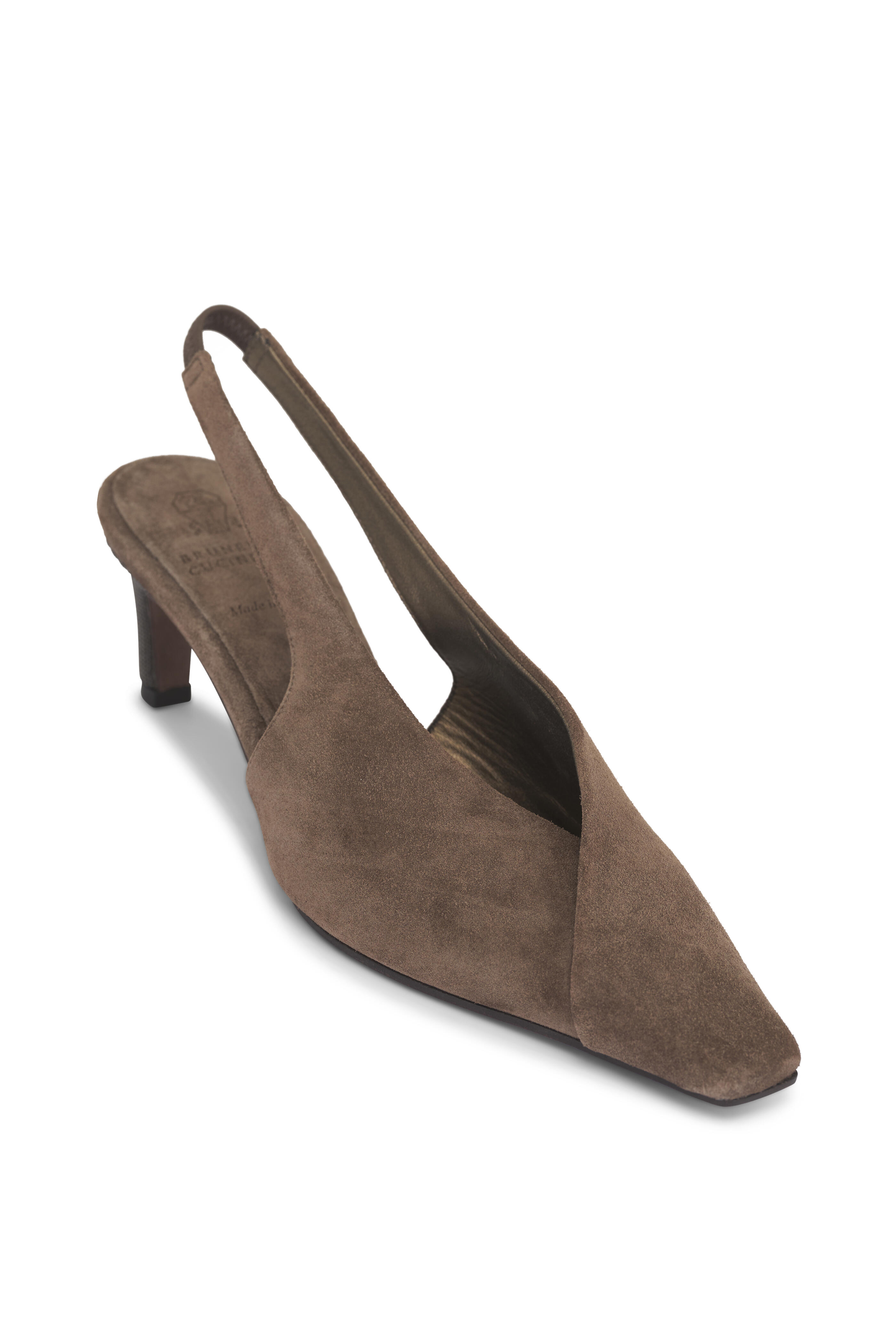Brunello Cucinelli - Torba Suede Crossover Slingback, 55mm - view 1
