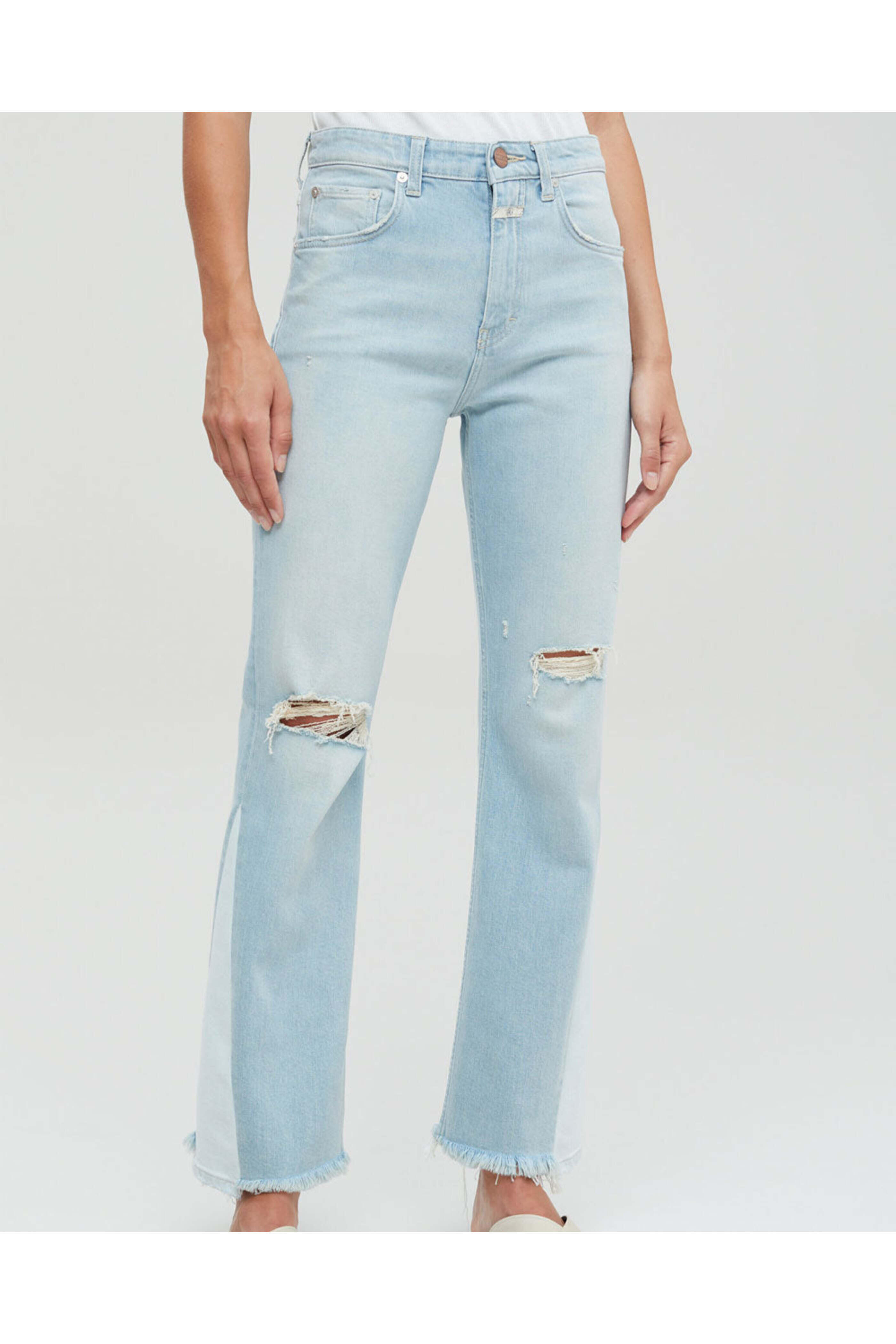 Closed - Baylin High Rise Flare Jean in Light Blue Spliced