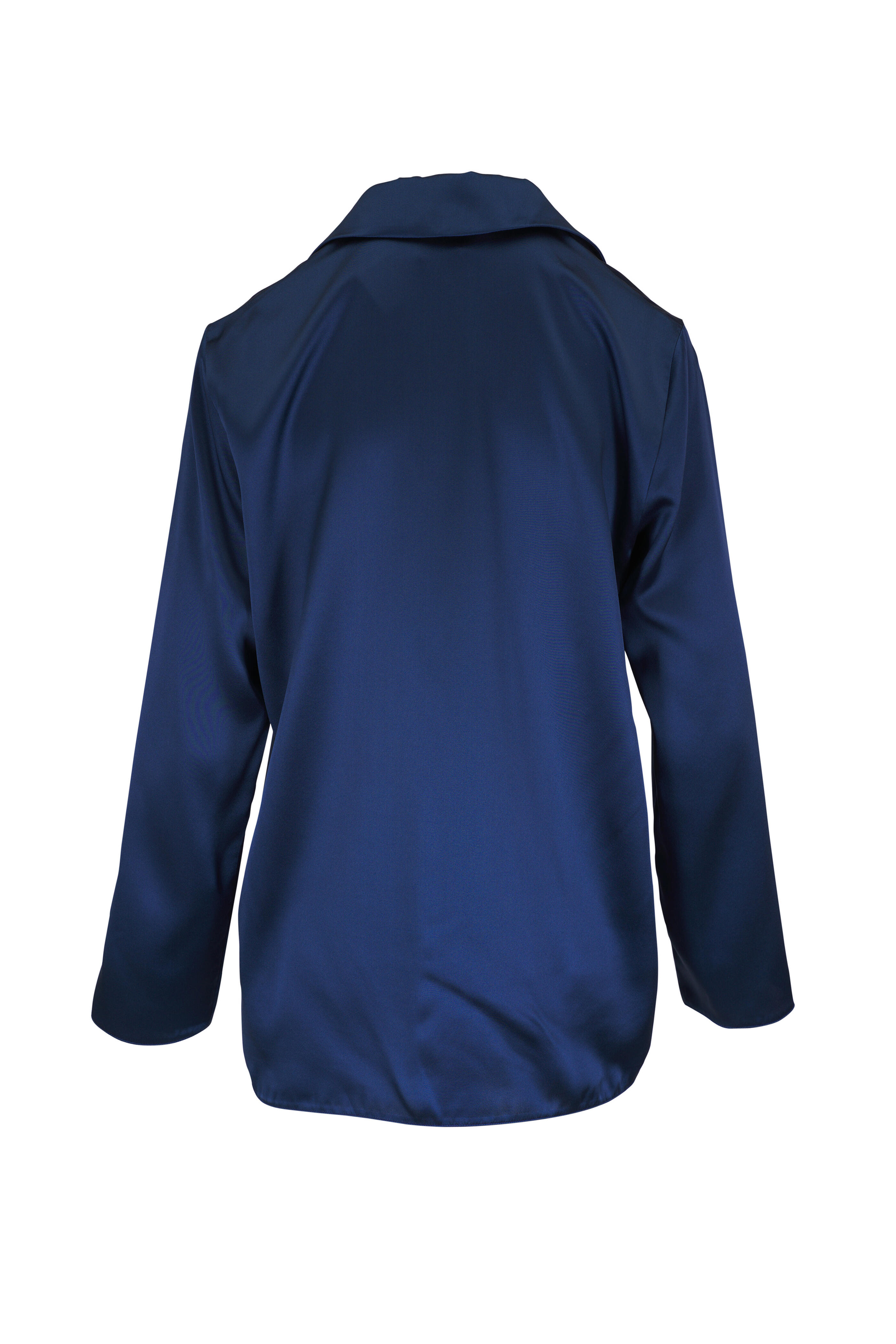 Lafayette 148 New York - Lido Blue Silk Split Collar Popover Blouse