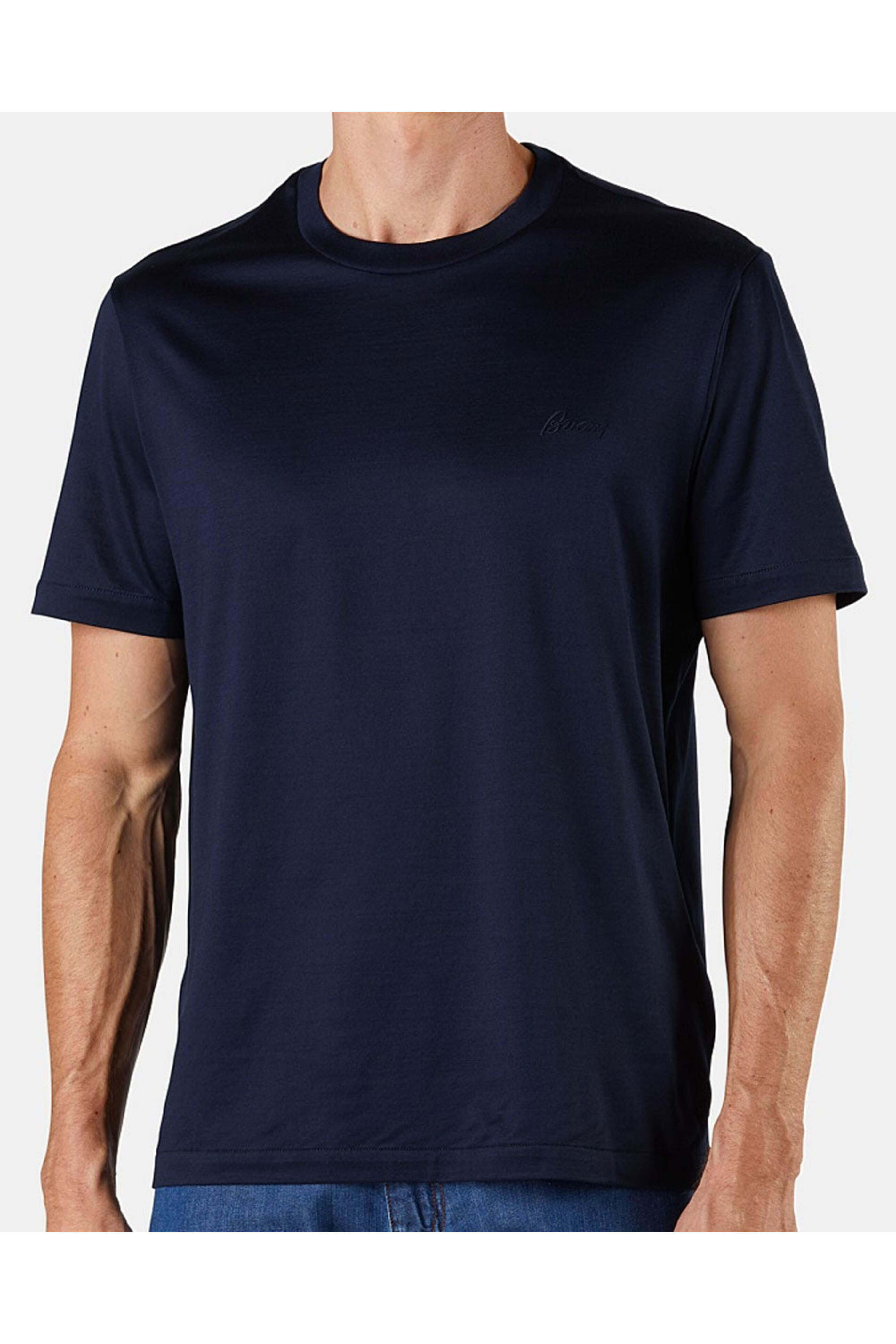 Brioni - Navy Embroidered Logo T-Shirt | Mitchell Stores