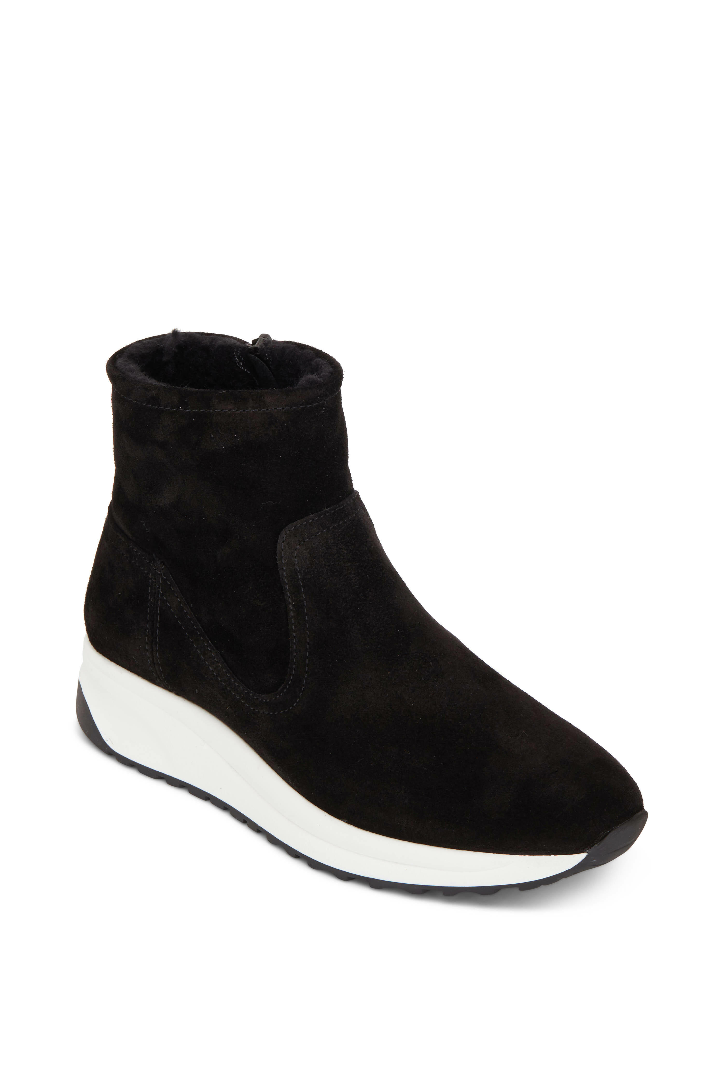 Aquatalia Betty Black Suede Shearling Lined Sneaker Boot