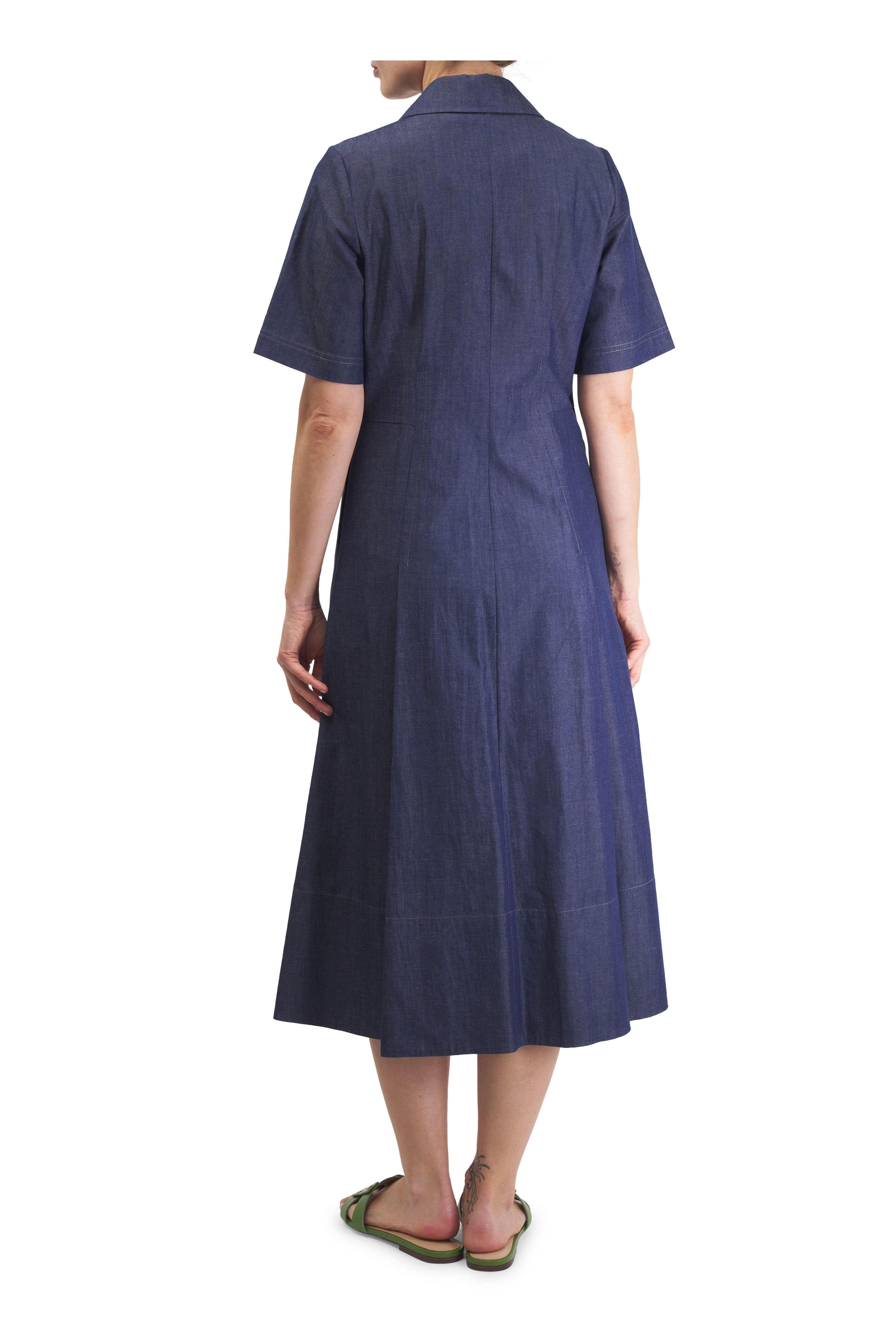 Vince - Denim Short Sleeve Midi Dress