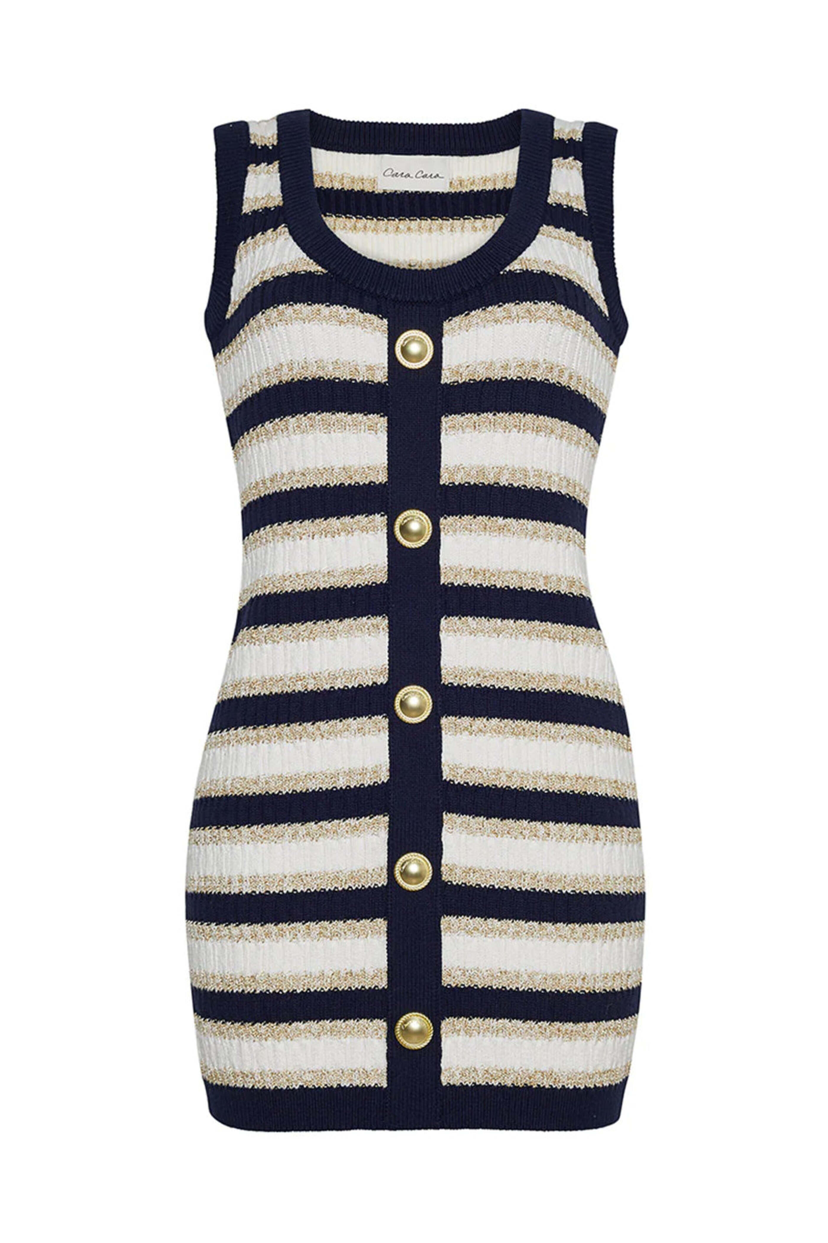 Cara Cara - Navy and White Nicole Button Dress
