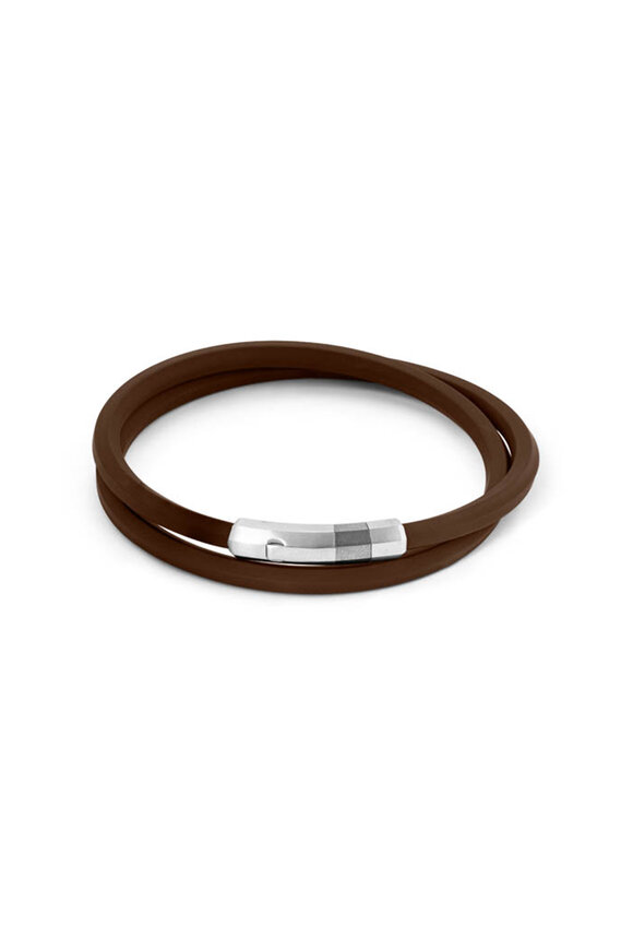 Tateossian Brown Rubber Double Layer Bracelet