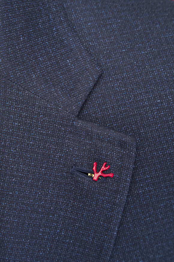 Isaia Navy Check Cotton & Silk Sportcoat - view 4