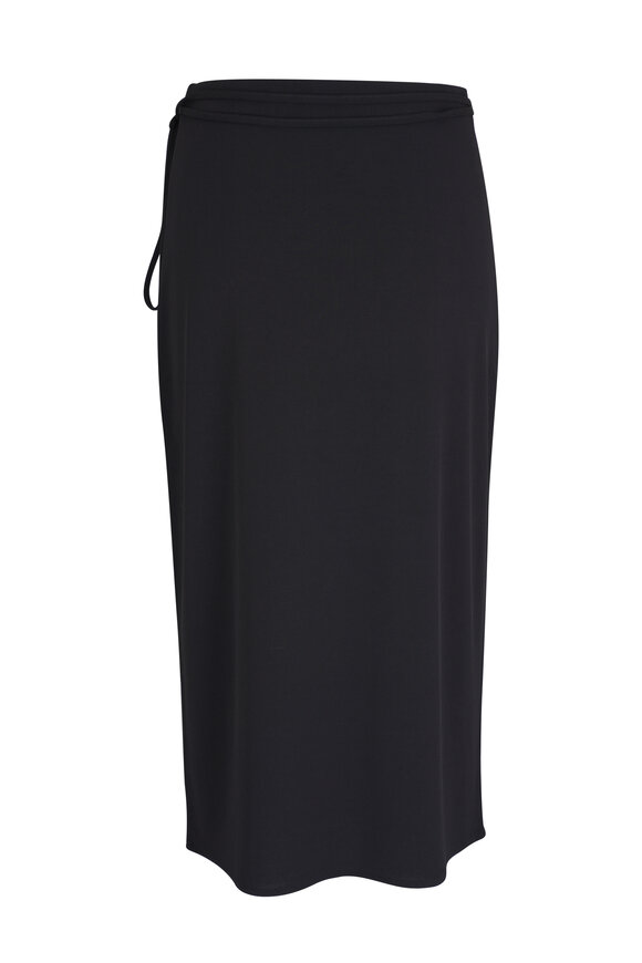 Vince - Black Tie Wrap Midi Skirt