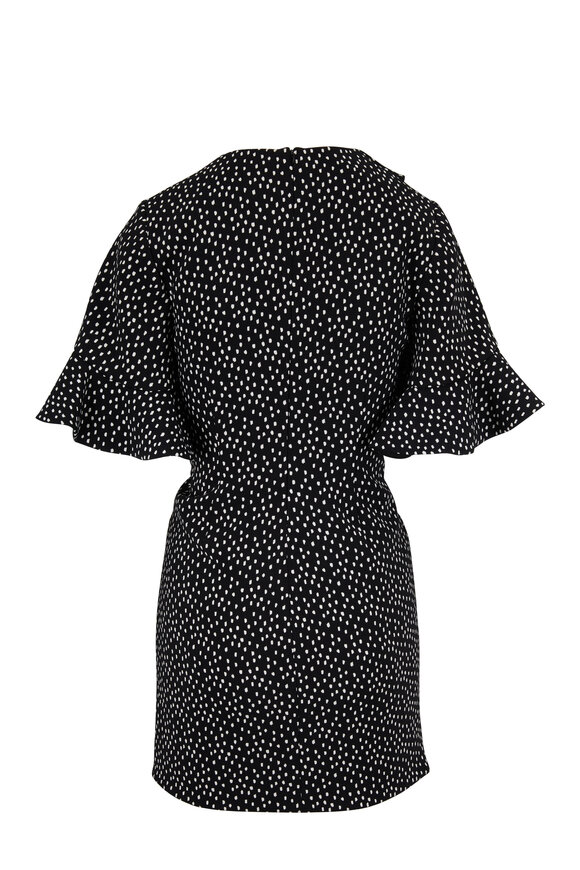 Jonathan Simkhai - Black & White Speckled Print Flutter Sleeve Dress