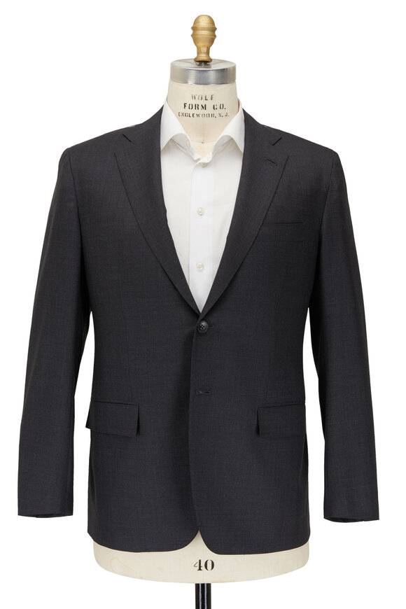 Kiton - Solid Charcoal Gray Wool Suit