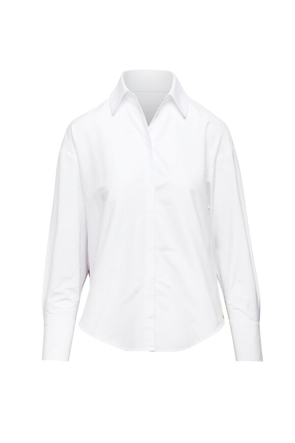 Theo The Label Echo White & Nebula Print Back Banker Blouse - view 1