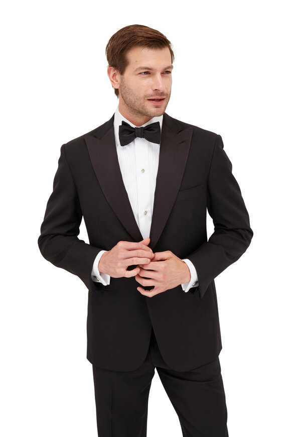 Brioni - Black Wool Peak Lapel Tuxedo 