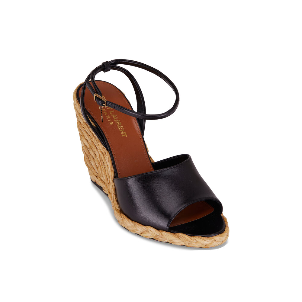 【関税&送料込】Saint Laurent Brown Leather Miller Wedges Miller 80 leather slingback wedges in brown - Saint Laurent
