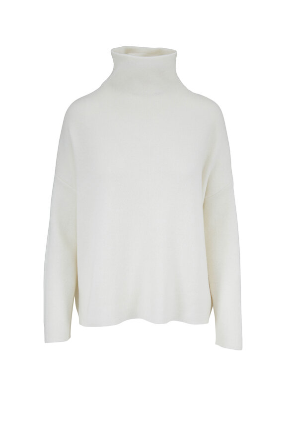 Vince - Optic White Wool & Cashmere Funnel Neck Sweater