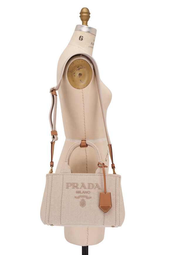 Prada - Small Natural Canvas Logo Tote 