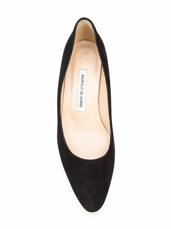 MANOLO BLAHNIK LISTONY スウェード　ブラック　39.5 Manolo Blahnik - Listony Black Suede Low-Heel Pump, 30mm