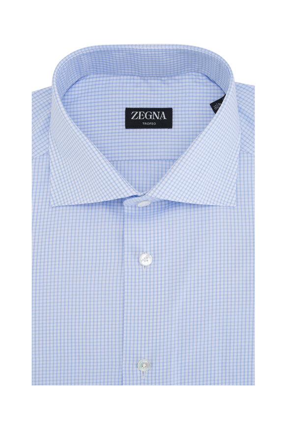 Zegna - Blue Check Cotton Sport Shirt