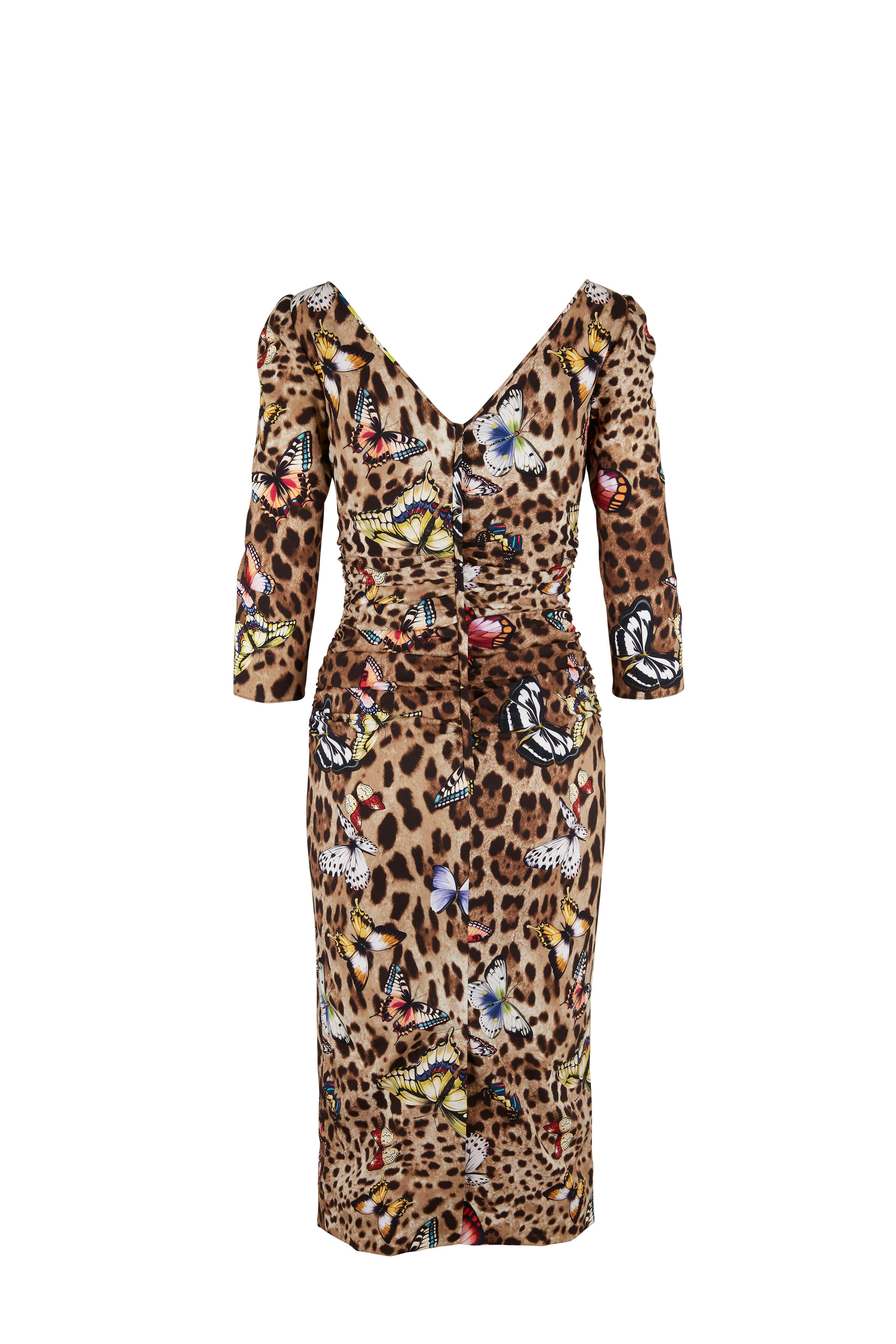 Dolce & Gabbana - Leopard & Butterfly Print Silk Dress